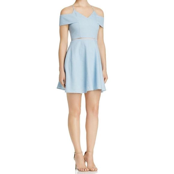 🔥🔥5 for $25🔥🔥 J.O.A. Light Blue off the shoulder fit and flare - Picture 1 of 11